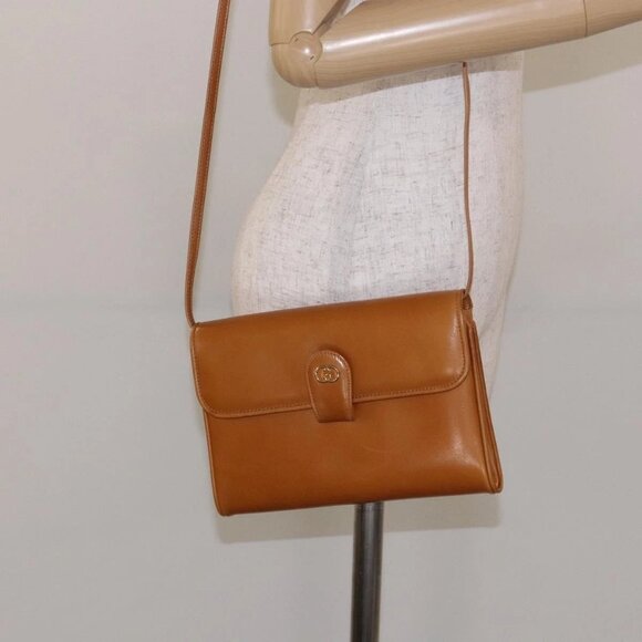 GUCCI Shoulder Bag Leather Brown Gold 004 056 0002 Auth ep10168 - Picture 1 of 15
